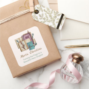 Nieuw Hoofdstuk Begint Bloemig Nieuwe Beginnen Vierkante Sticker