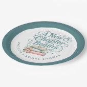 Nieuw Hoofdstuk Begint Teal Glitter Bruidsdouche Papieren Bordje (Gekanteld)