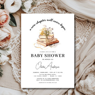 Nieuw hoofdstuk begint Wildflower Book Baby shower Kaart