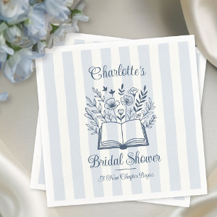 Nieuw Hoofdstuk Bloemen Blauw Schrift Bruidsdouche Servet