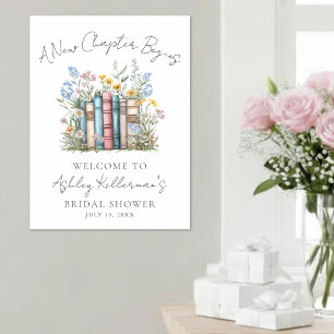Nieuw Hoofdstuk Bloemen Boek Bruidsdouche Welkomst Poster
