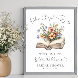 Nieuw Hoofdstuk Bloemen Boek Bruidsfeest Welkomstb Poster