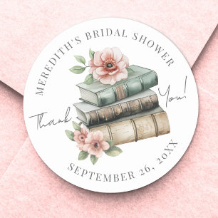 Nieuw Hoofdstuk Bloemenboek Bruidscadeau Bedankt Ronde Sticker