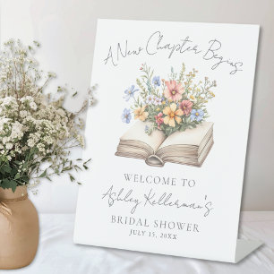 Nieuw Hoofdstuk Bloemenboek Bruidsfeest Welkomstbo Reclamebord Met Voetstuk