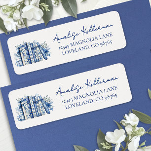 Nieuw Hoofdstuk Bloemig Blauw Retouradres Etiket