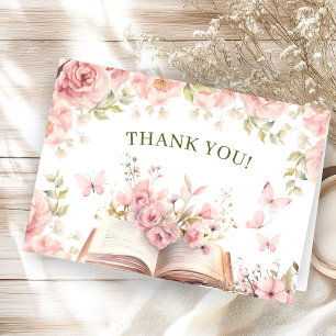 Nieuw Hoofdstuk Boek Baby Shower Roze Gevouwen Bed Bedankkaart