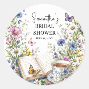 Nieuw Hoofdstuk Boek Vlinder Bloem Bruidsdiner Ronde Sticker
