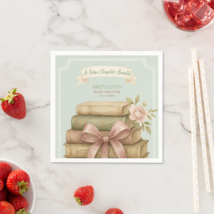 Nieuw hoofdstuk wacht op Pink Bow-Baby shower Servet
