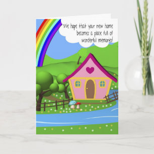 Nieuw Huis Cartoon Huis Wenskaart Kaart