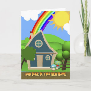 Nieuw Huis Cartoon Huis Wenskaart Kaart