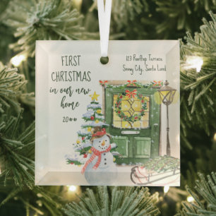 Nieuw huis eerste feestelijke voordeur keramische glas ornament