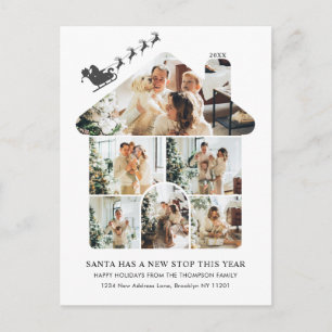 Nieuw huis foto collage Zwarde Kerstman slee slee Feestdagenkaart