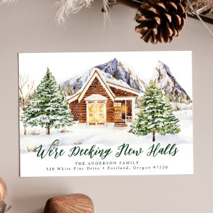 Nieuw huis inrichten met Kerst Log Cabine Vakantie Aankondiging