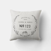 Nieuw huis met de hand getekende bloemen kussen (Achterkant)