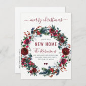 Nieuw huis Prettig kerstfeest verhuizing Aankondigingskaart (Voorkant / Achterkant)