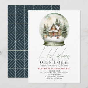 Nieuw huis Sneeuw Wereldbol Kerstvakantie Open hui Kaart