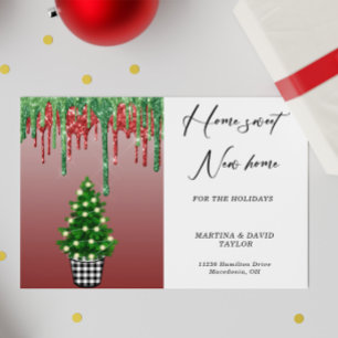 Nieuw huis voor de Feestdagen Adresaankondiging Briefkaart