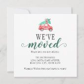 Nieuw huis voor de kerstboom Feestdagen verhuizen Aankondiging (Achterkant)