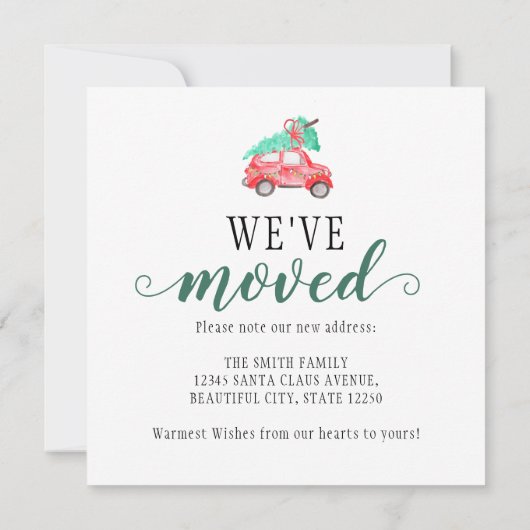 Nieuw huis voor de kerstboom Feestdagen verhuizen Aankondiging (Achterkant)