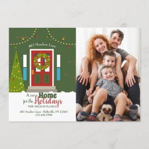 Nieuw Huis voor Kerstmis Foto Vakantie Kaart