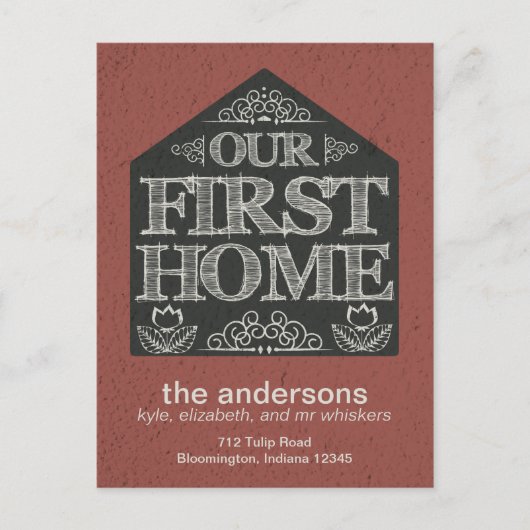 Nieuw huisadres aankondiging schoolbord (Voorkant)