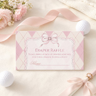 Nieuw in de Club Meisje Roze Golf Baby Shower Luie Informatiekaartje