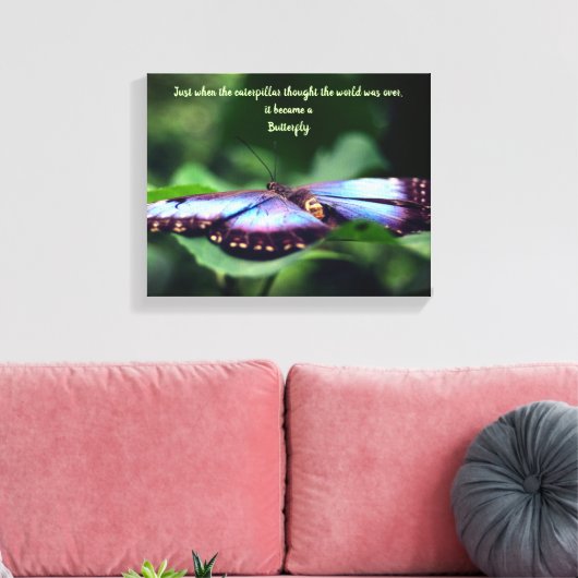 Nieuw Inspirerend citaat beginnings Butterfly Canvas Afdruk (Insitu (Woonkamer))