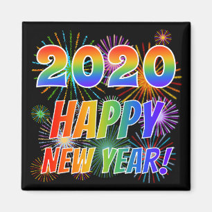 NIEUW JAAR 2020! + Kleurrijk Fireworks-patroon Magneet