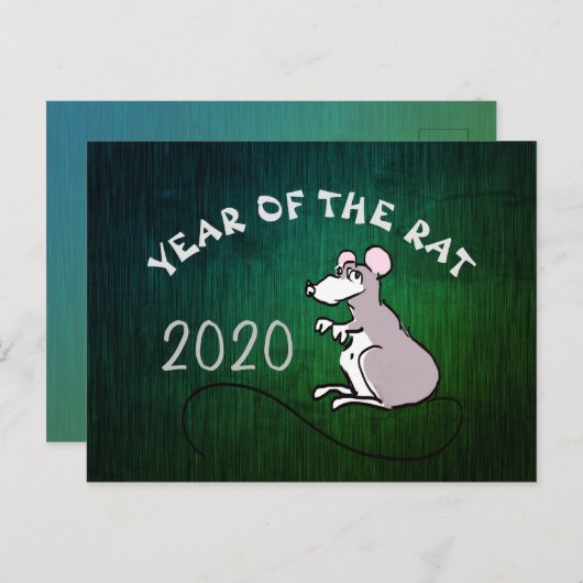 Nieuw jaar 2020 van het Chinese Rattenjaar Groen B Briefkaart (Voorkant / Achterkant)