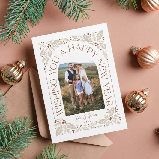 Nieuw jaar Arch Berry Neutral 3 Foto Collage Feestdagenkaart