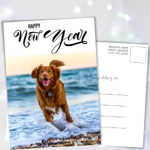NIEUW JAAR BEKIJKEN Minimale moderne scriptfoto Feestdagenkaart
