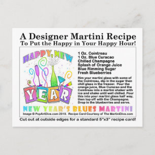 Nieuw jaar Blues Martini Recept Briefkaart