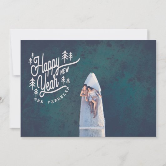 NIEUW JAAR  BOMEN-WITTE FEESTDAGENKAART (Voorkant)