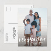 Nieuw jaar, cheer eenvoudig, modern wit feestdagenkaart (Voorkant / Achterkant)