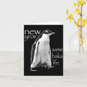 Nieuw Jaar Dezelfde Baka Leven Pinguïn Grap Kaart (Gele Bloem)