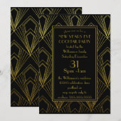 Nieuw jaar: Eve Party Cocktail Black | Gold Art De Kaart (Voorkant / Achterkant)