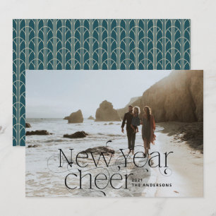 Nieuw jaar Fotoelegant Art Deco-typografie modern Feestdagenkaart
