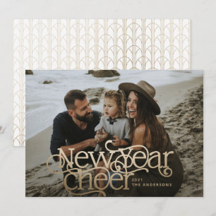 Nieuw jaar Fotoelegant Art Deco-typografie modern Feestdagenkaart