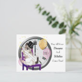 Nieuw Jaar Kitten Klok Briefkaart (Staand voorkant)