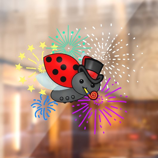 Nieuw jaar Ladybug Raamsticker (Vel 2)