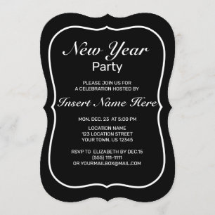 Nieuw jaar Modern Minimalist Black White Kaart