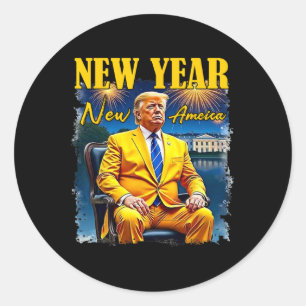 Nieuw Jaar Nieuw Amerika Happy New Year Party 2025 Ronde Sticker