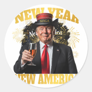 Nieuw Jaar Nieuw Amerika Happy New Year Party 2025 Ronde Sticker