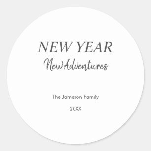 Nieuw Jaar Nieuwe Avonturen Witte Feestdagen Ronde Sticker