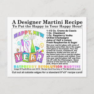 Nieuw jaar Raspberry Resolution Martini Recept Briefkaart