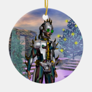 NIEUW JAAR VAN EEN CYBORG Blue Sapphire Keramisch Ornament