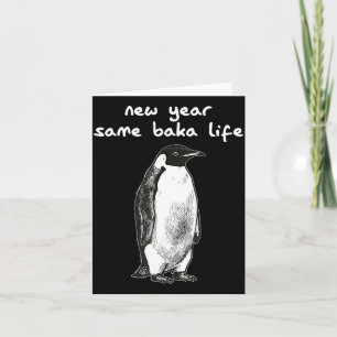 Nieuw Jaar Zelfde Baka Leven Humor Pinguïn Grap Kaart