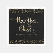 Nieuw jaar zwart-witscript sneeuwflake glitter servet (Voorkant)