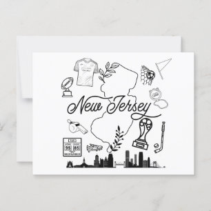 Nieuw-Jersey Sporticonen Ansichtkaart. Briefkaart
