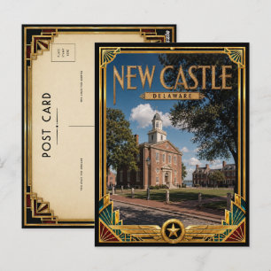 Nieuw Kasteel Delaware Vintage Art Deco Gouden Tij Briefkaart